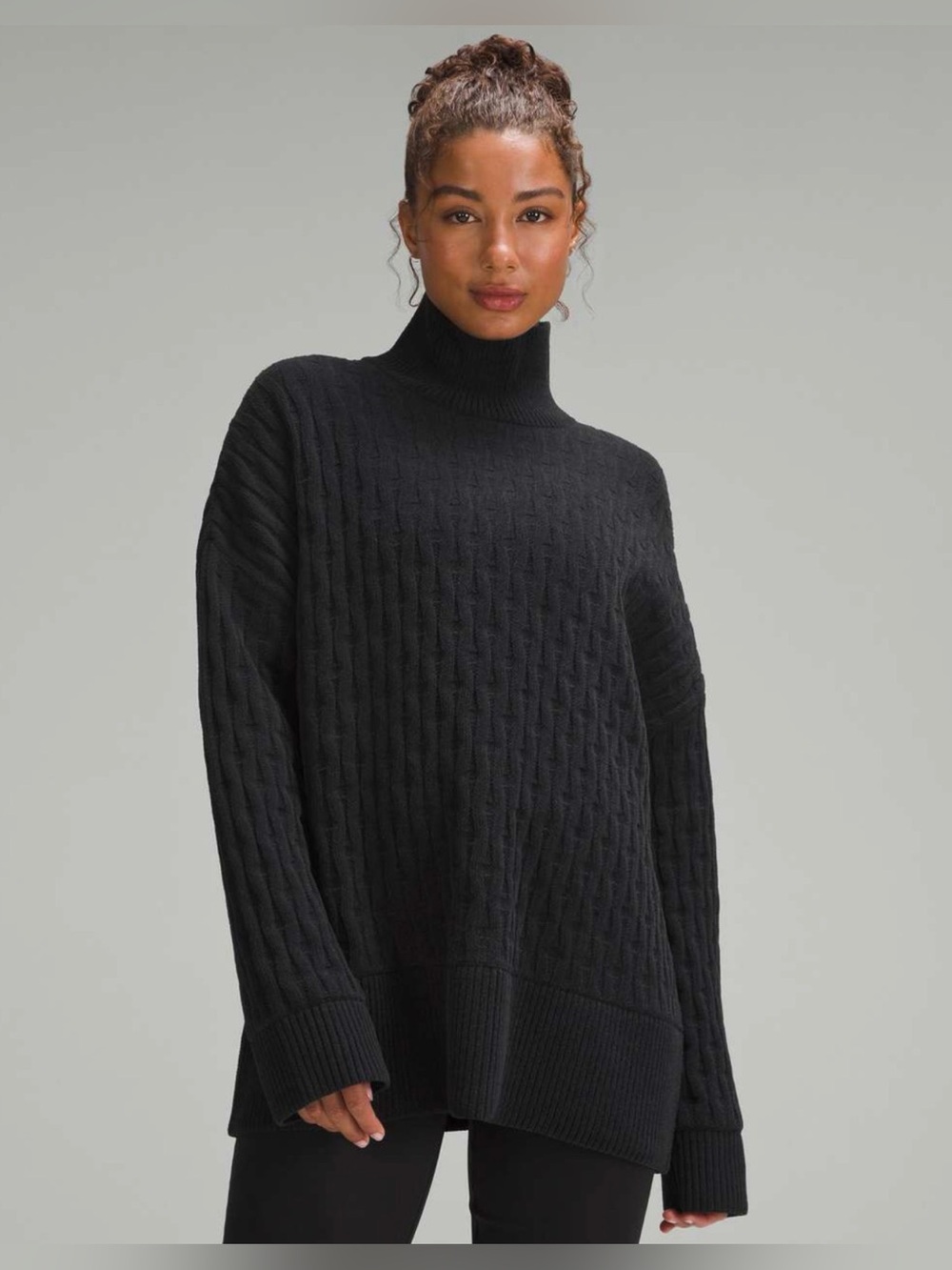 Lululemon Cable-Knit Relaxed-Fit Women’s Black Sweater, Large